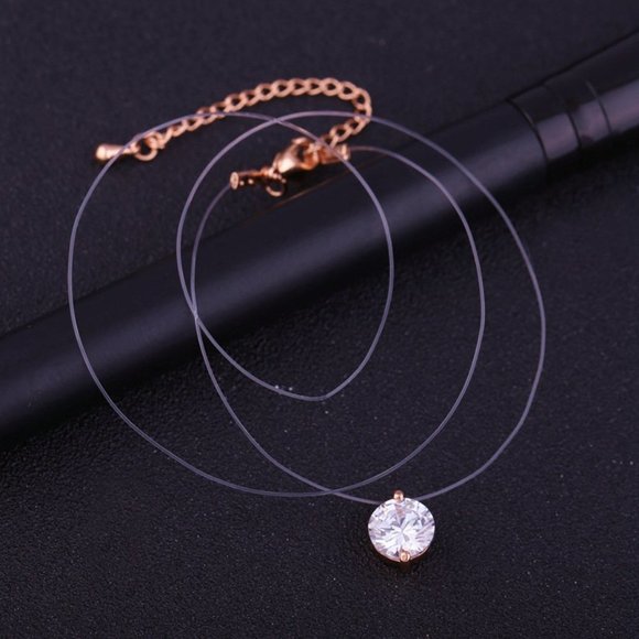 New 2CT Solitaire Diamond Invisible Chain Necklace - Picture 11 of 13